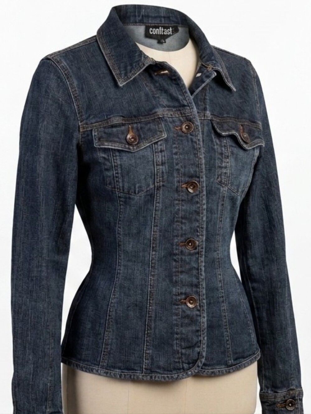 Women's Dark Wash Denim Jacket  Slim Fit